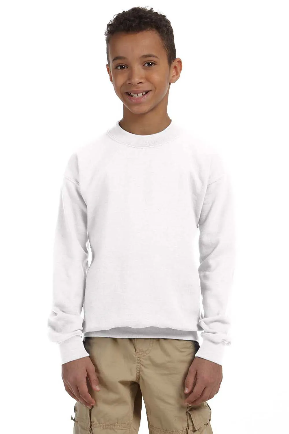 Gildan Youth Pill Resistant Fleece Crewneck Sweatshirt - White  Affordable Clothing Gildan