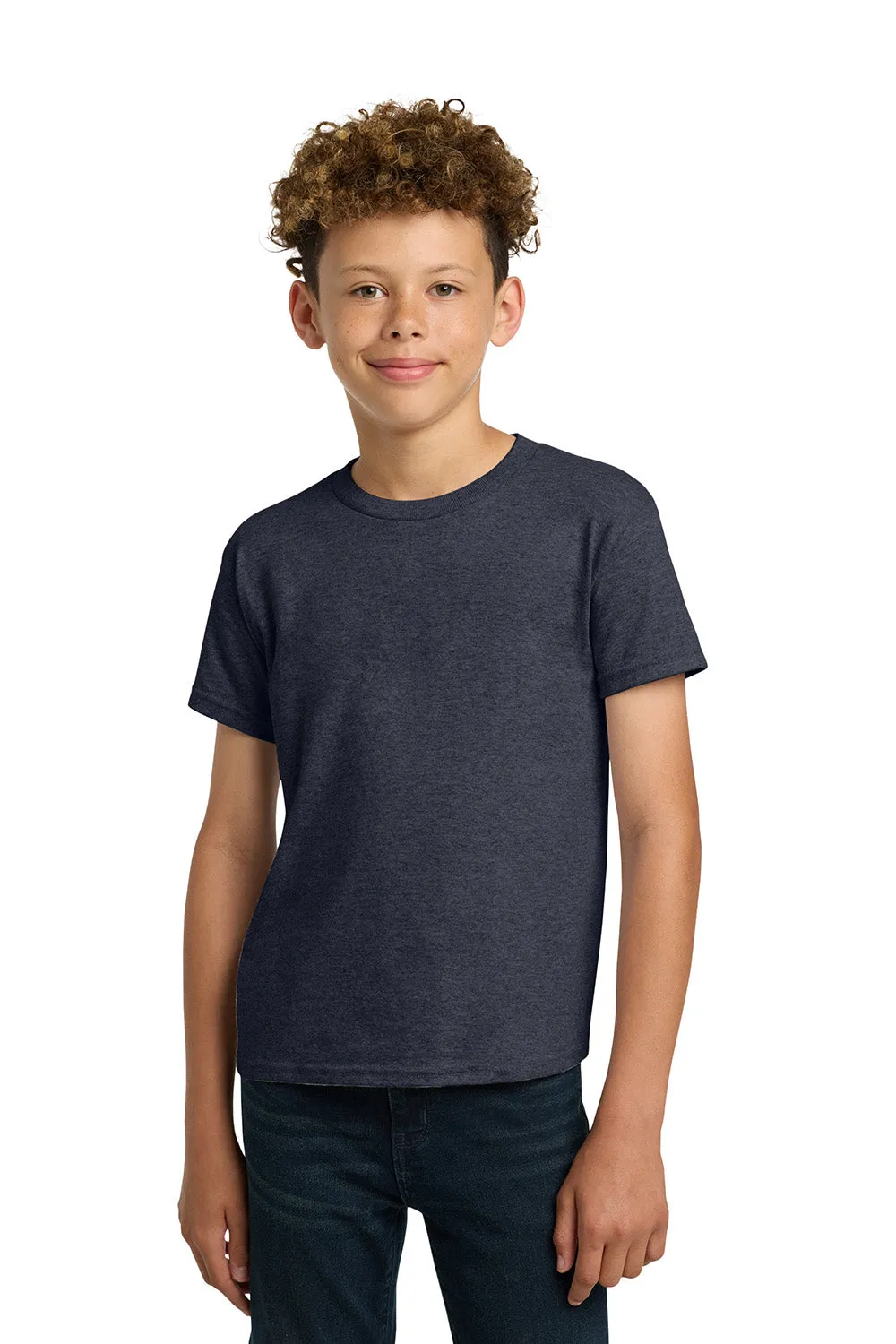 Gildan Youth Short Sleeve Crewneck T-Shirt - Heather Navy Blue  Affordable Clothing Gildan