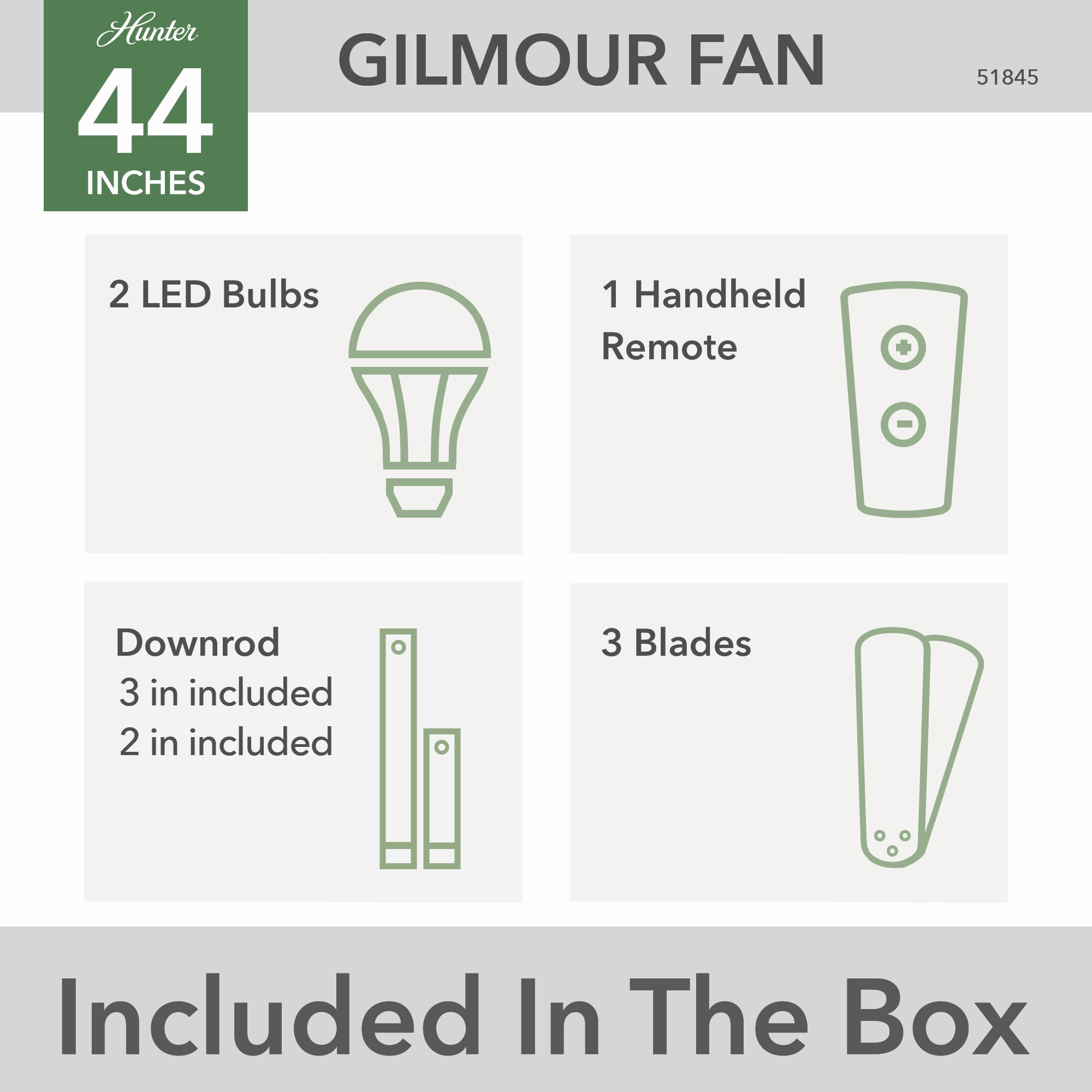 Gilmour 44"Ceiling Fan Matte Silver