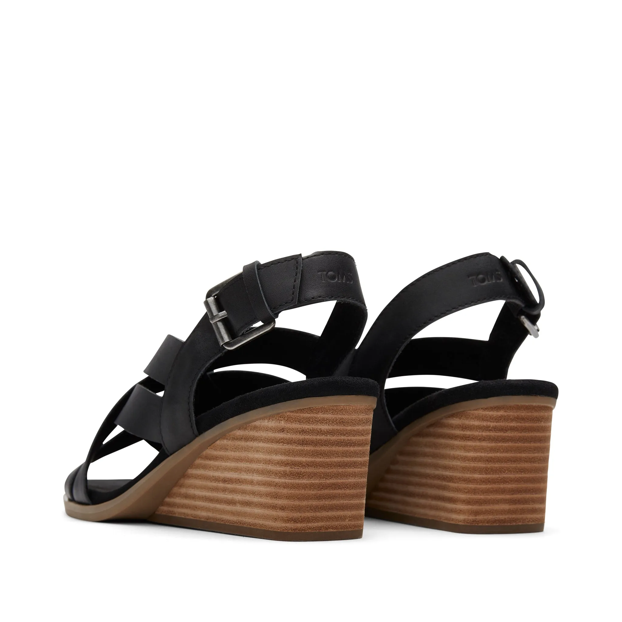 Gracie Black Leather Wedge Sandal