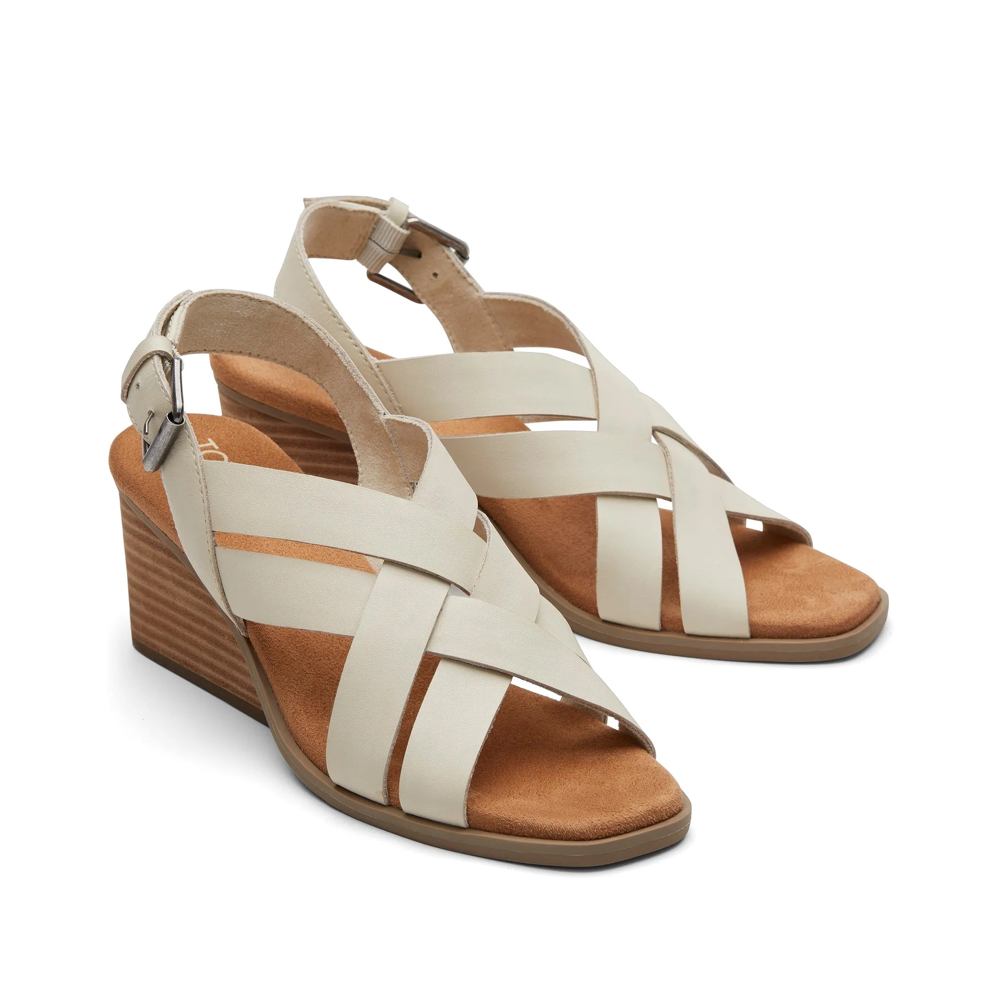 Gracie Cream Leather Wedge Sandal