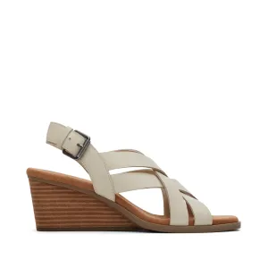 Gracie Cream Leather Wedge Sandal