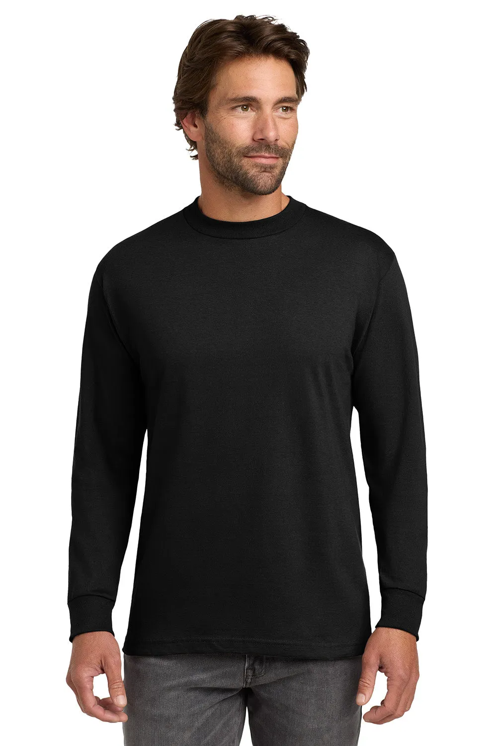 Hanes Mens Beefy-T Long Sleeve Crewneck T-Shirt - Black  Best cheap Clothing Hanes
