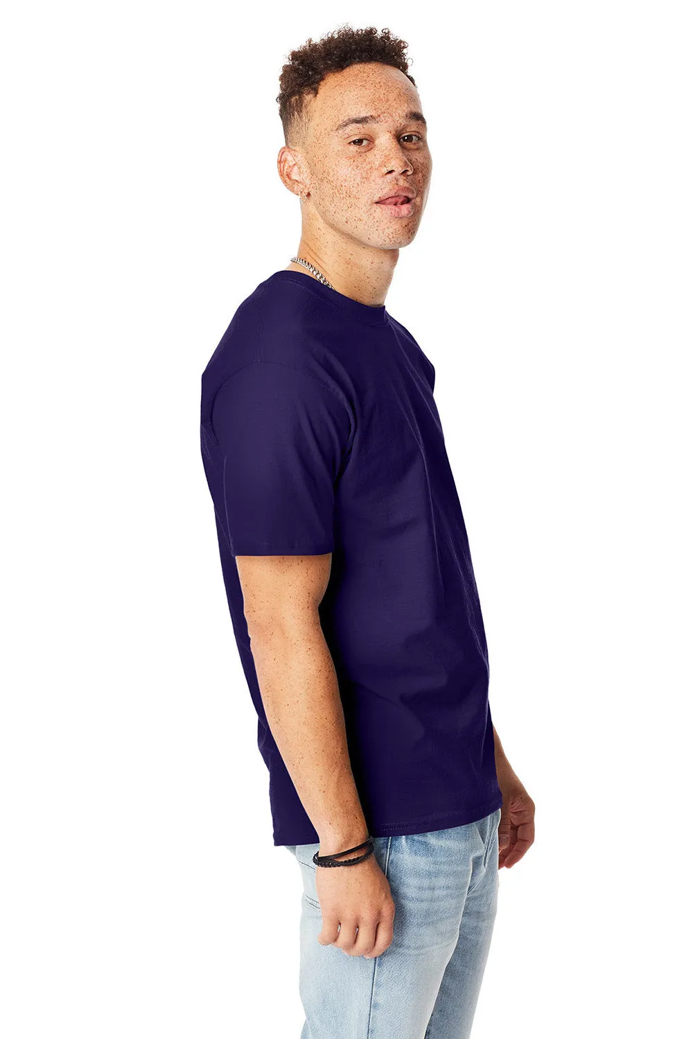 Hanes Mens Beefy-T Short Sleeve Crewneck T-Shirt - Grape Smash Purple  Best cheap Clothing Hanes