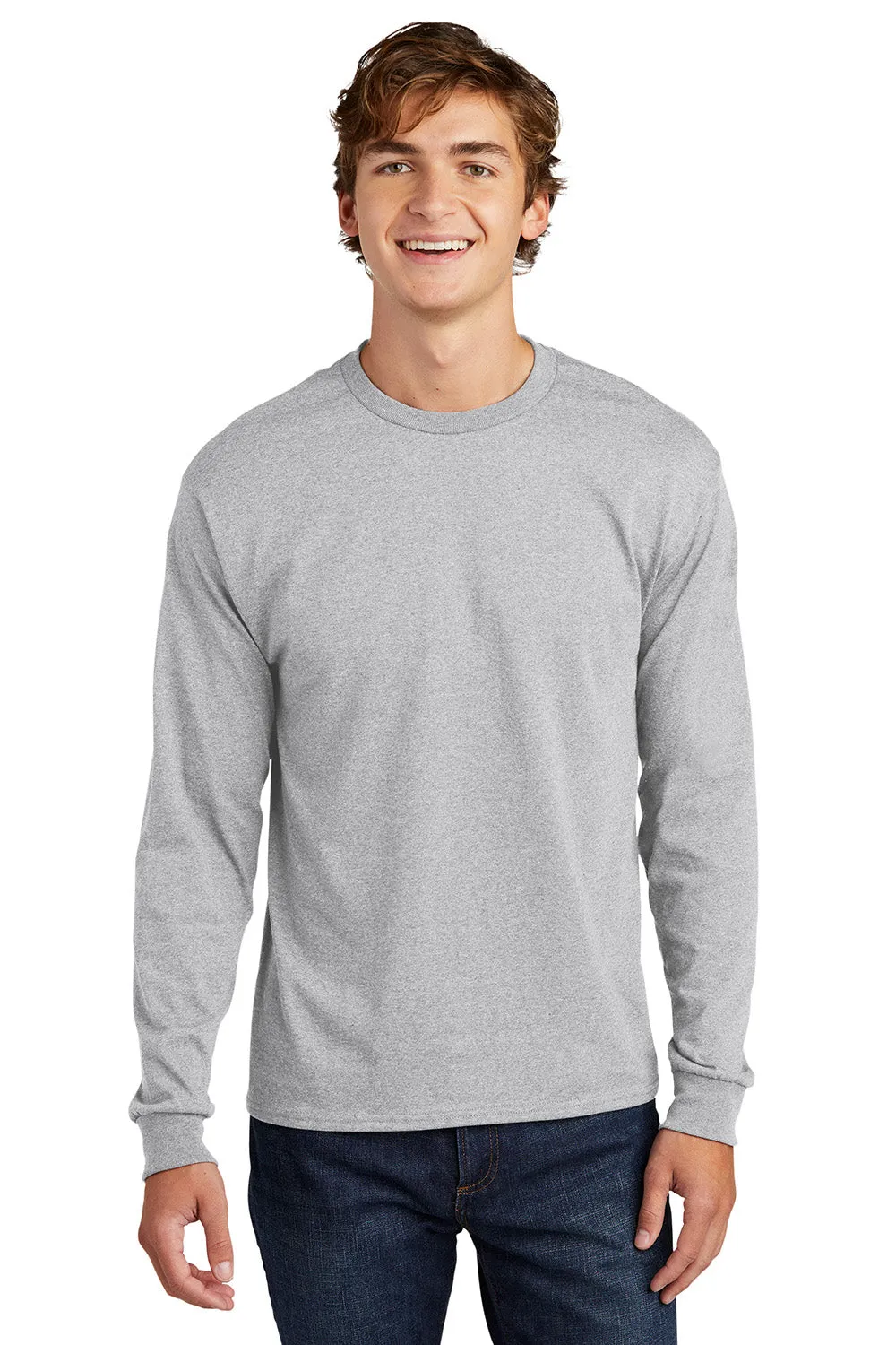 Hanes Mens ComfortSoft Long Sleeve Crewneck T-Shirt - Ash Grey  Best cheap Clothing Hanes
