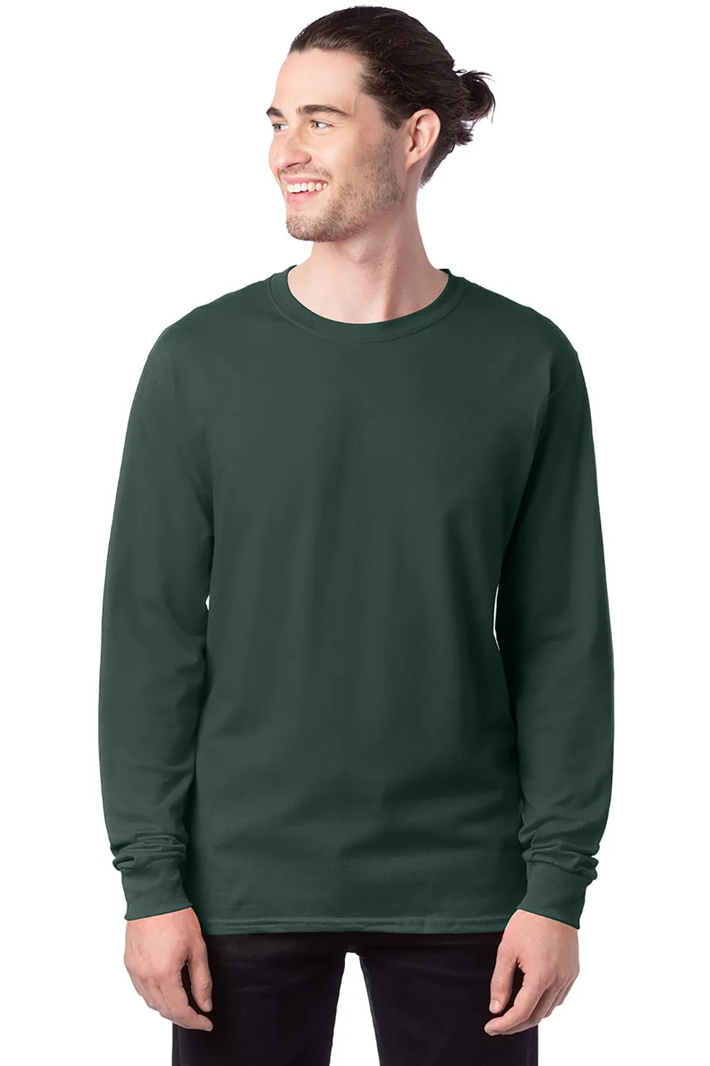 Hanes Mens ComfortSoft Long Sleeve Crewneck T-Shirt - Athletic Dark Green  Best cheap Clothing Hanes