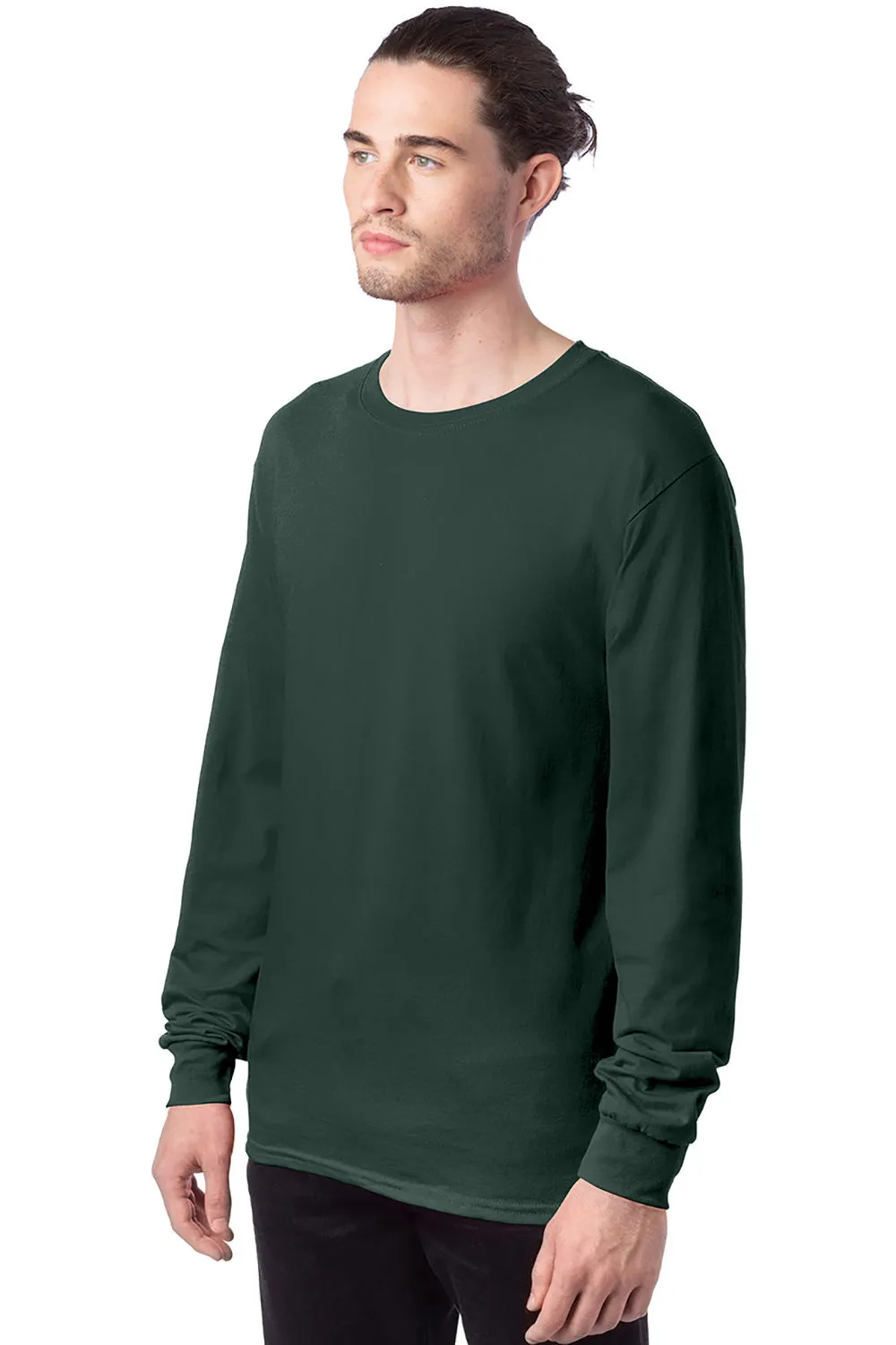 Hanes Mens ComfortSoft Long Sleeve Crewneck T-Shirt - Athletic Dark Green  Best cheap Clothing Hanes