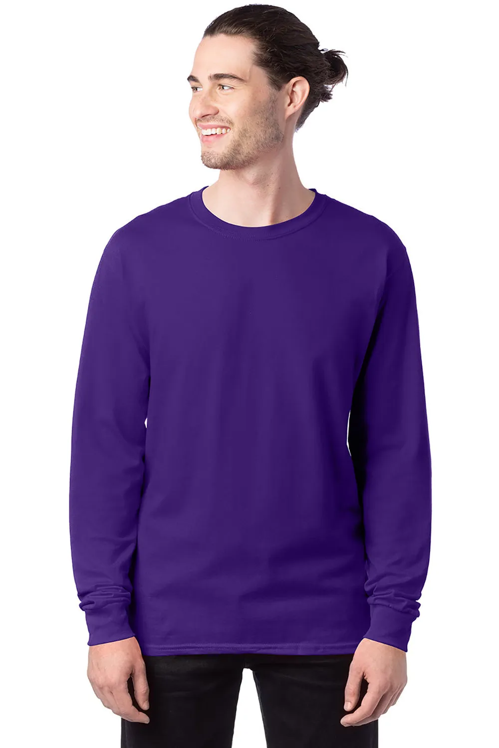 Hanes Mens ComfortSoft Long Sleeve Crewneck T-Shirt - Athletic Purple  Best cheap Clothing Hanes