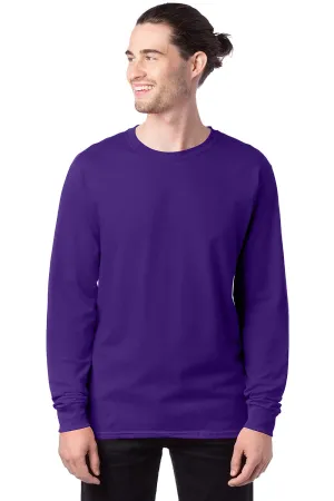 Hanes Mens ComfortSoft Long Sleeve Crewneck T-Shirt - Athletic Purple  Best cheap Clothing Hanes