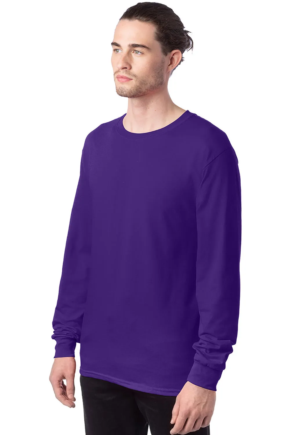 Hanes Mens ComfortSoft Long Sleeve Crewneck T-Shirt - Athletic Purple  Best cheap Clothing Hanes