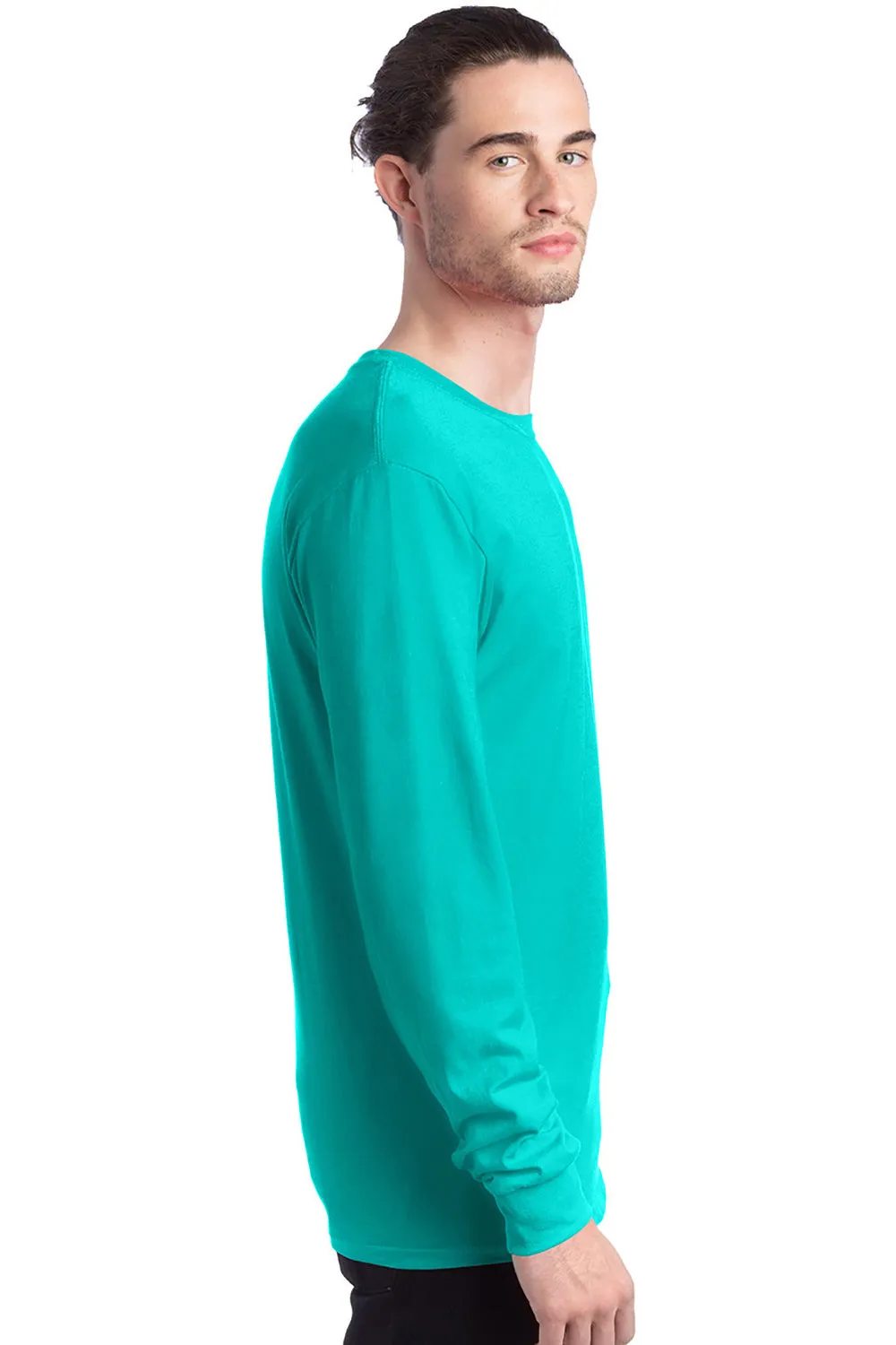 Hanes Mens ComfortSoft Long Sleeve Crewneck T-Shirt - Athletic Teal Green  Best cheap Clothing Hanes