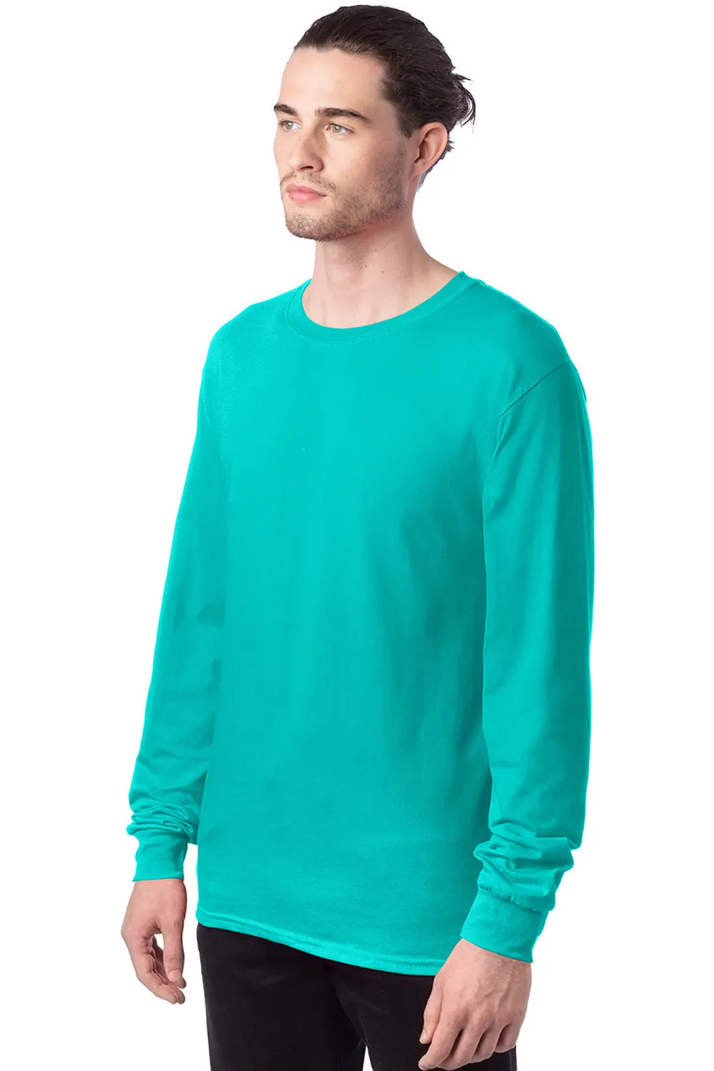Hanes Mens ComfortSoft Long Sleeve Crewneck T-Shirt - Athletic Teal Green  Best cheap Clothing Hanes
