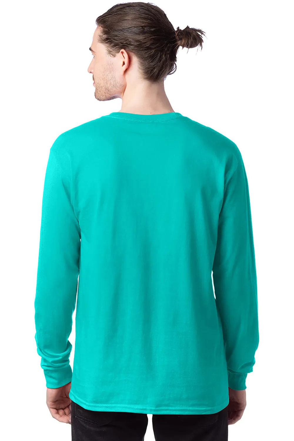 Hanes Mens ComfortSoft Long Sleeve Crewneck T-Shirt - Athletic Teal Green  Best cheap Clothing Hanes