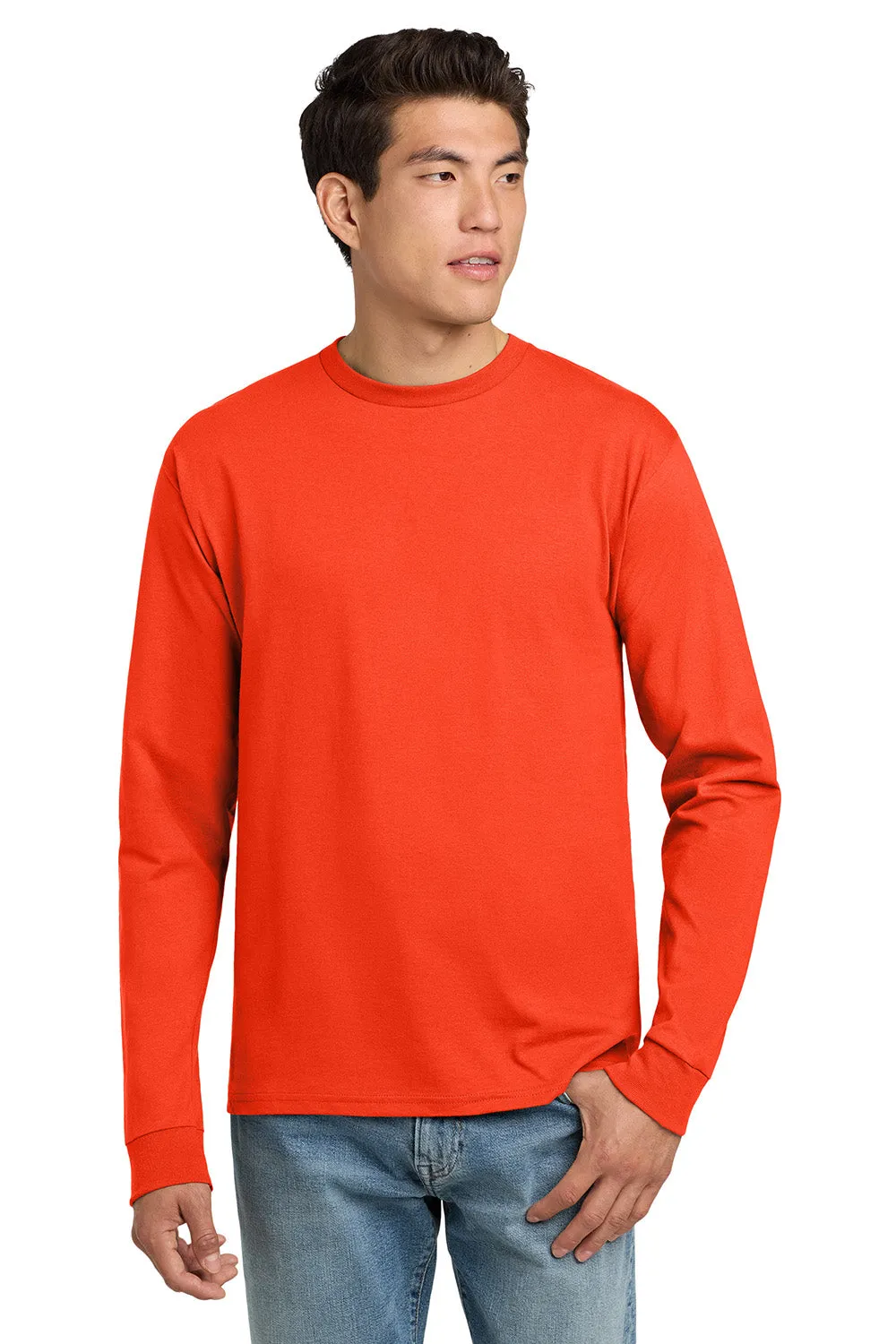 Hanes Mens ComfortSoft Long Sleeve Crewneck T-Shirt - Orange  Best cheap Clothing Hanes