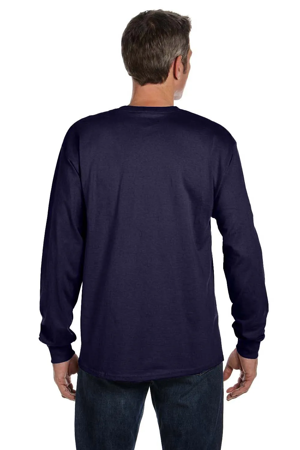Hanes Mens ComfortSoft Long Sleeve Crewneck T-Shirt w/ Pocket - Navy Blue  Best cheap Clothing Hanes