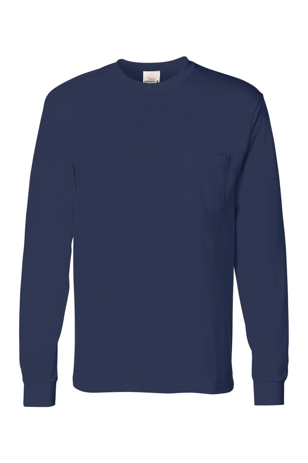 Hanes Mens ComfortSoft Long Sleeve Crewneck T-Shirt w/ Pocket - Navy Blue  Best cheap Clothing Hanes