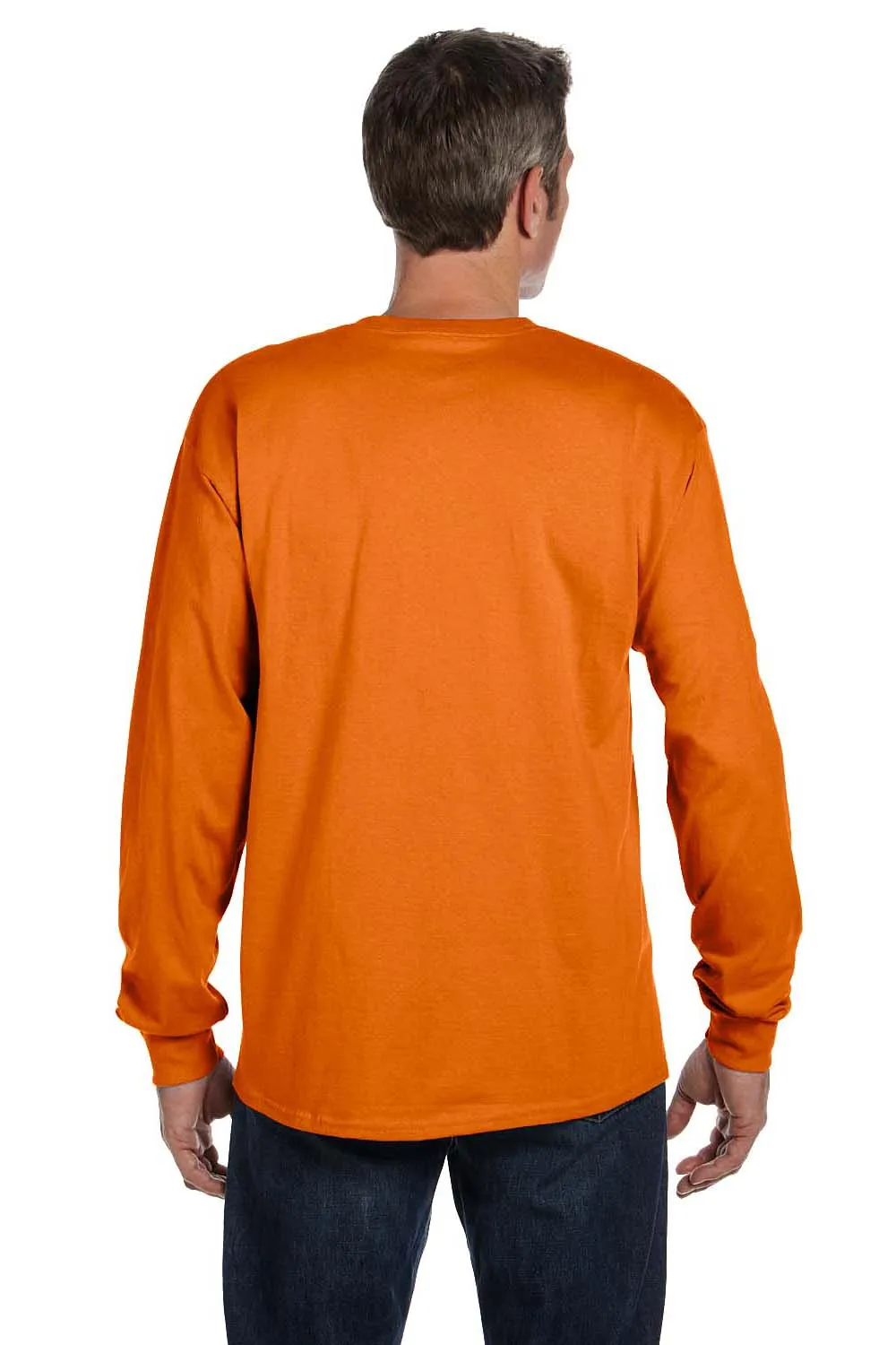 Hanes Mens ComfortSoft Long Sleeve Crewneck T-Shirt w/ Pocket - Orange  Best cheap Clothing Hanes