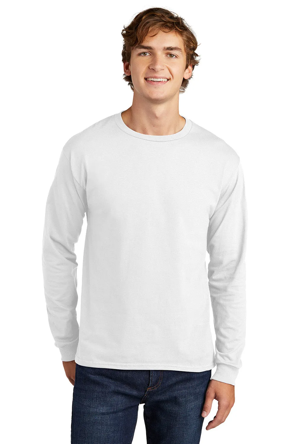 Hanes Mens ComfortSoft Long Sleeve Crewneck T-Shirt - White  Best cheap Clothing Hanes