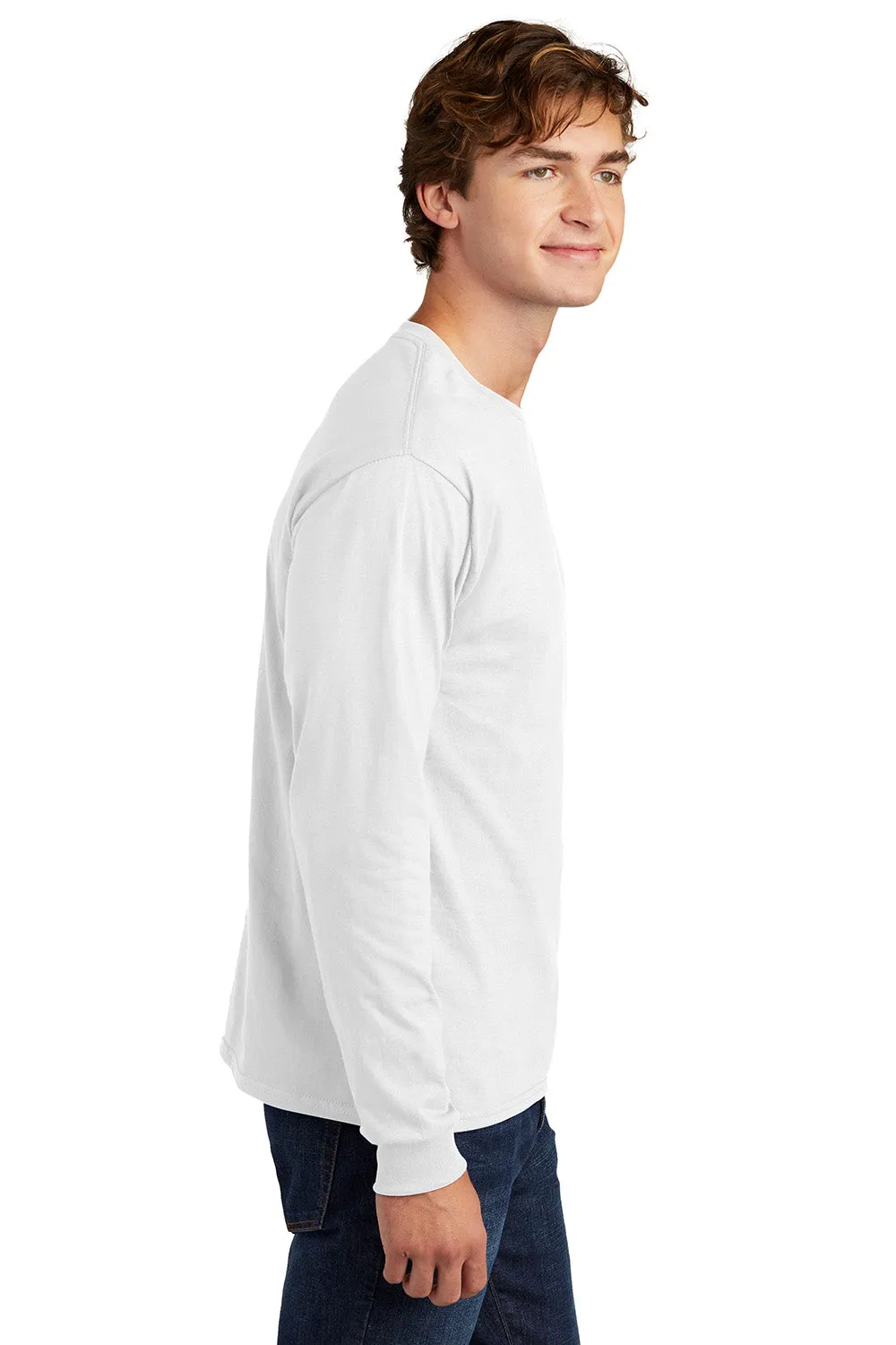 Hanes Mens ComfortSoft Long Sleeve Crewneck T-Shirt - White  Best cheap Clothing Hanes