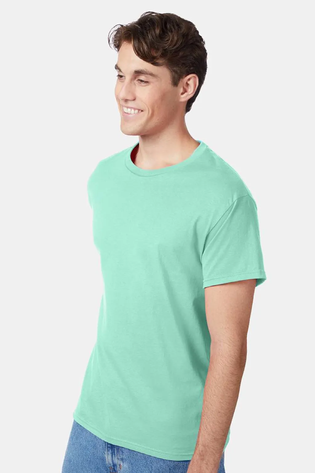 Hanes Mens ComfortSoft Short Sleeve Crewneck T-Shirt - Clean Mint Green  Best cheap Clothing Hanes