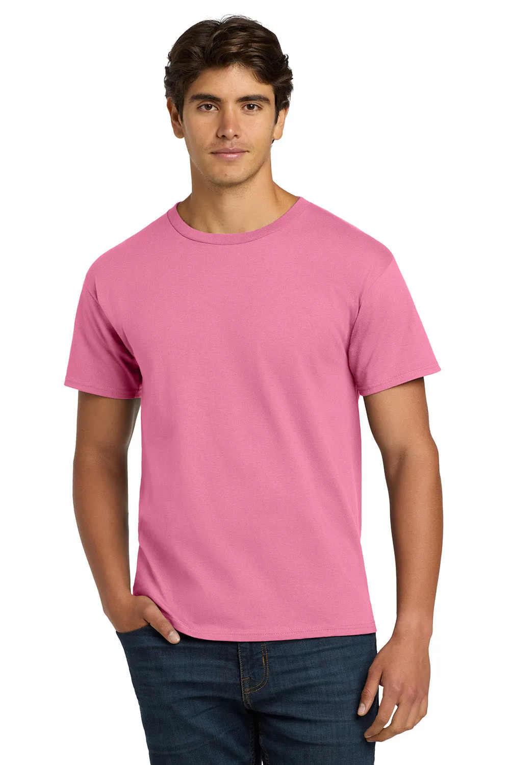 Hanes Mens ComfortSoft Short Sleeve Crewneck T-Shirt - Pink  Best cheap Clothing Hanes