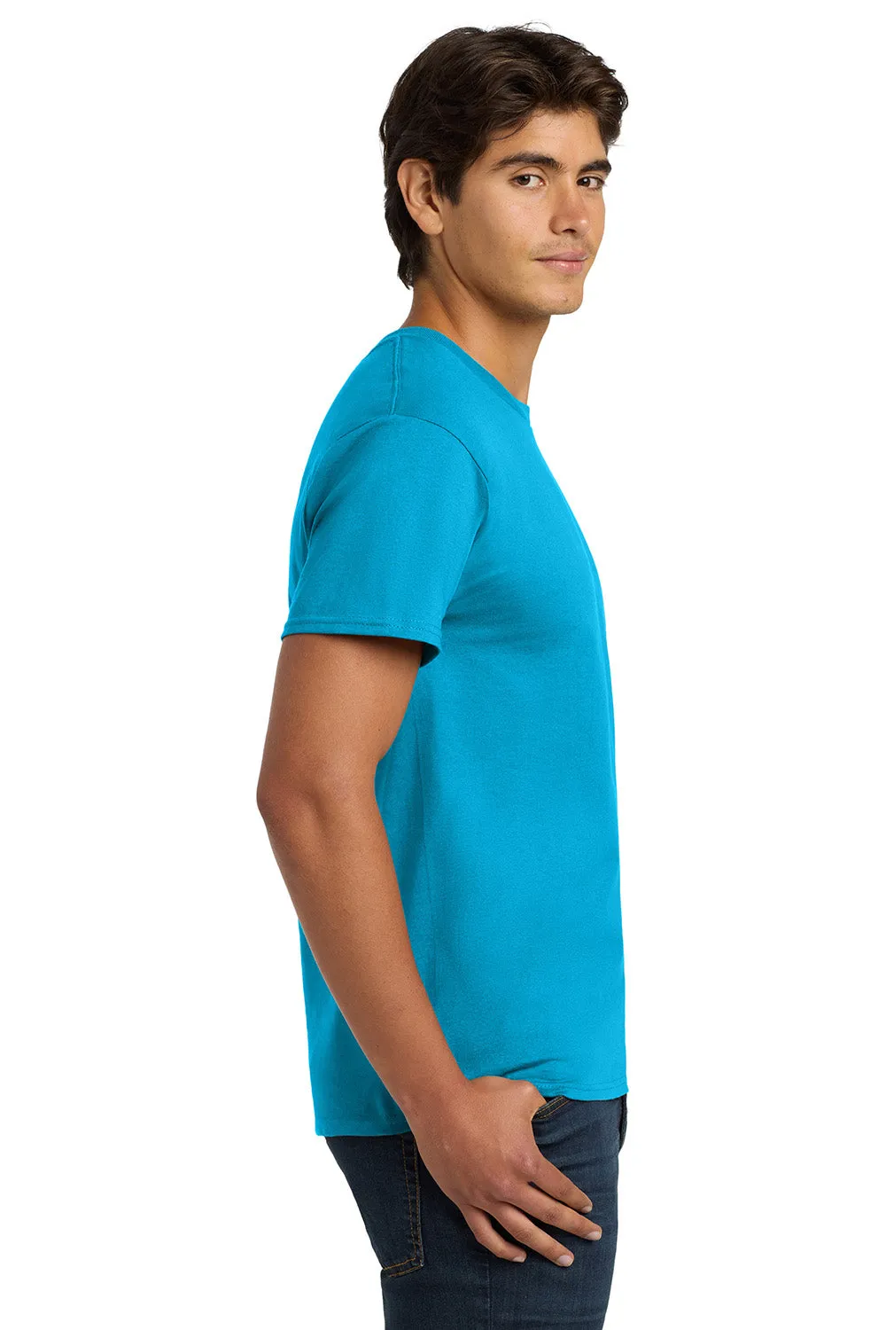 Hanes Mens ComfortSoft Short Sleeve Crewneck T-Shirt - Teal Blue  Best cheap Clothing Hanes