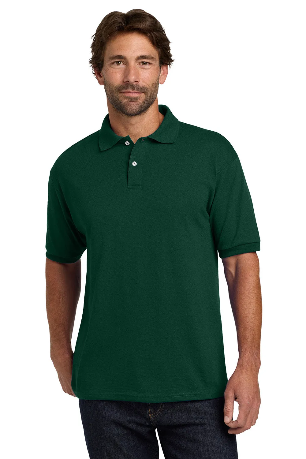 Hanes Mens EcoSmart Short Sleeve Polo Shirt - Deep Forest Green  Best cheap Clothing Hanes