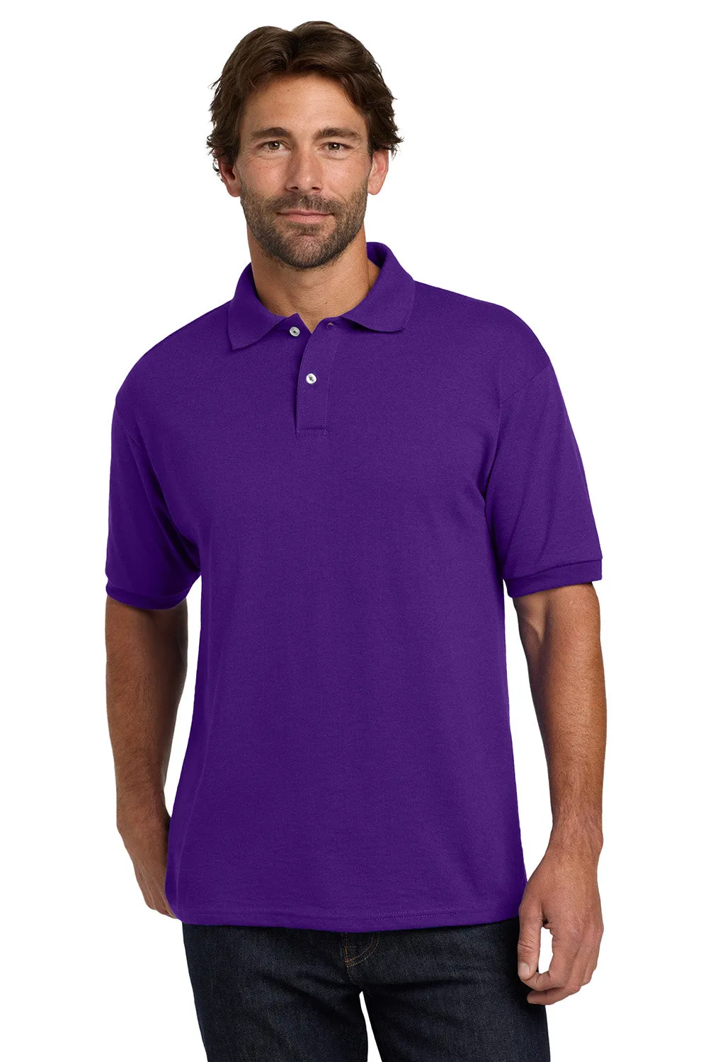 Hanes Mens EcoSmart Short Sleeve Polo Shirt - Purple  Best cheap Clothing Hanes