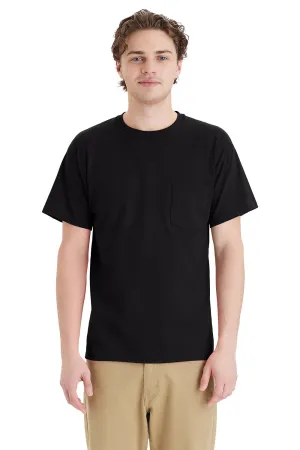 Hanes Mens Essential Short Sleeve Crewneck T-Shirt w/ Pocket - Black  Best cheap Clothing Hanes