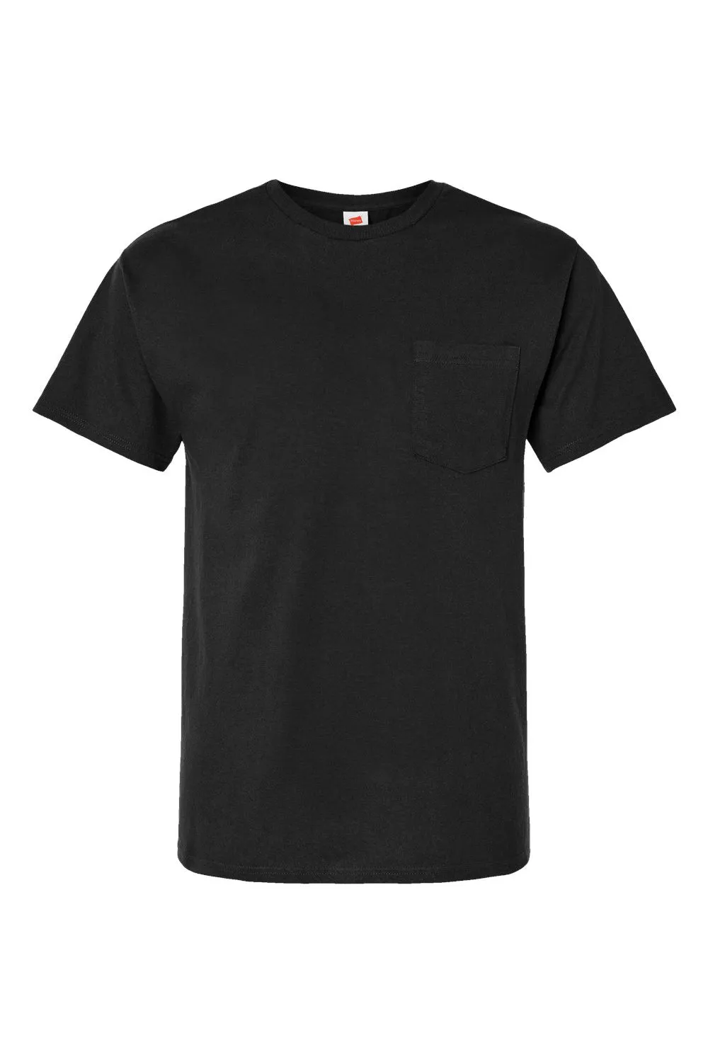 Hanes Mens Essential Short Sleeve Crewneck T-Shirt w/ Pocket - Black  Best cheap Clothing Hanes