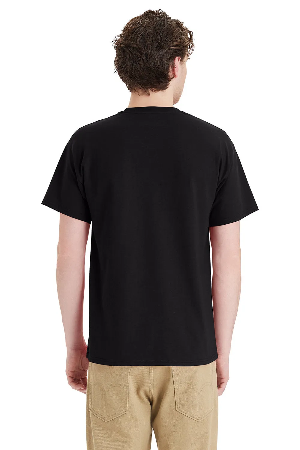 Hanes Mens Essential Short Sleeve Crewneck T-Shirt w/ Pocket - Black  Best cheap Clothing Hanes