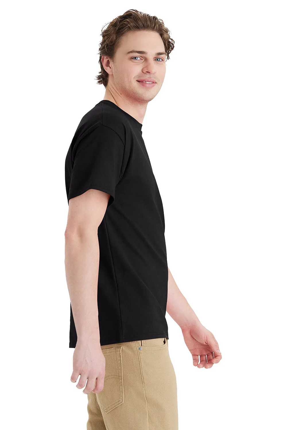Hanes Mens Essential Short Sleeve Crewneck T-Shirt w/ Pocket - Black  Best cheap Clothing Hanes