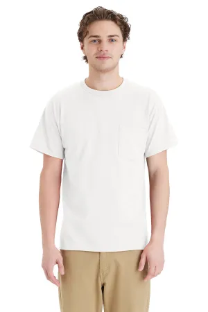 Hanes Mens Essential Short Sleeve Crewneck T-Shirt w/ Pocket - White  Best cheap Clothing Hanes
