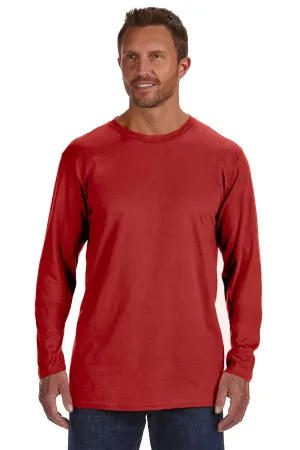 Hanes Mens Nano-T Long Sleeve Crewneck T-Shirt - Deep Red  Best cheap Clothing Hanes