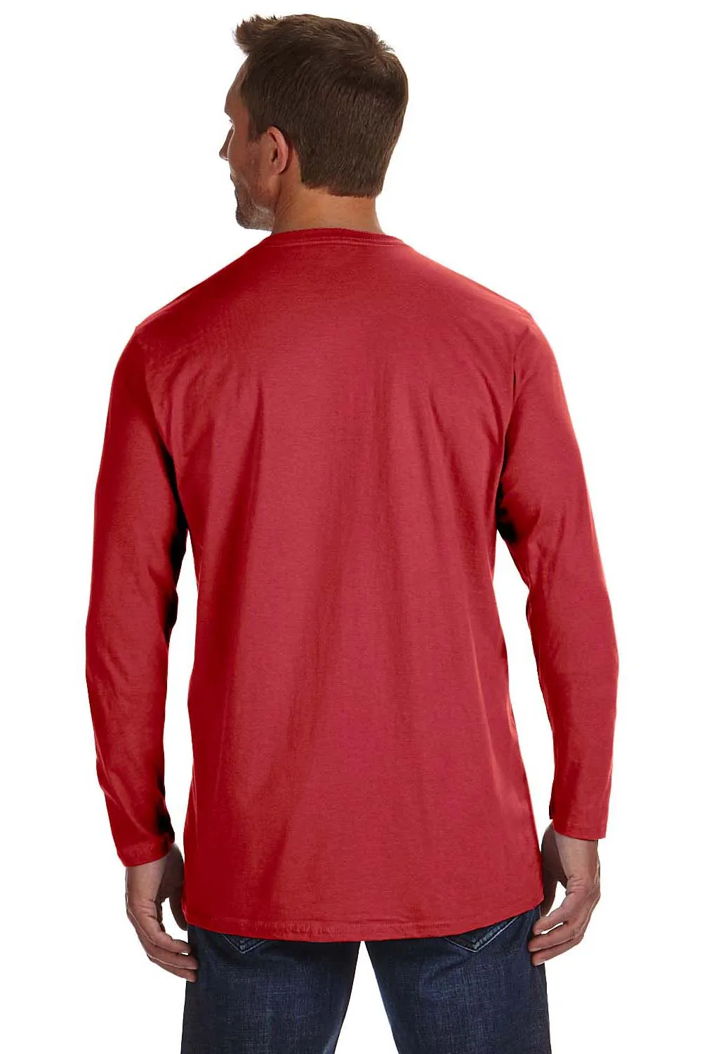 Hanes Mens Nano-T Long Sleeve Crewneck T-Shirt - Deep Red  Best cheap Clothing Hanes
