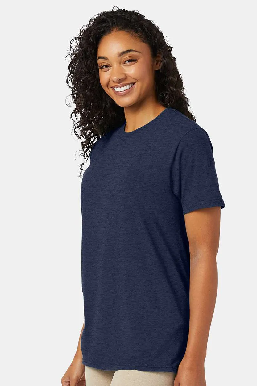 Hanes Mens Nano-T Short Sleeve Crewneck T-Shirt - Heather Navy Blue  Best cheap Clothing Hanes