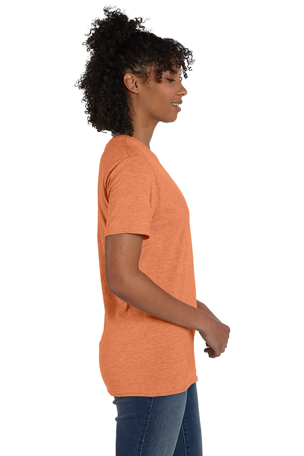 Hanes Mens Nano-T Short Sleeve Crewneck T-Shirt - Heather Pumpkin Orange  Best cheap Clothing Hanes