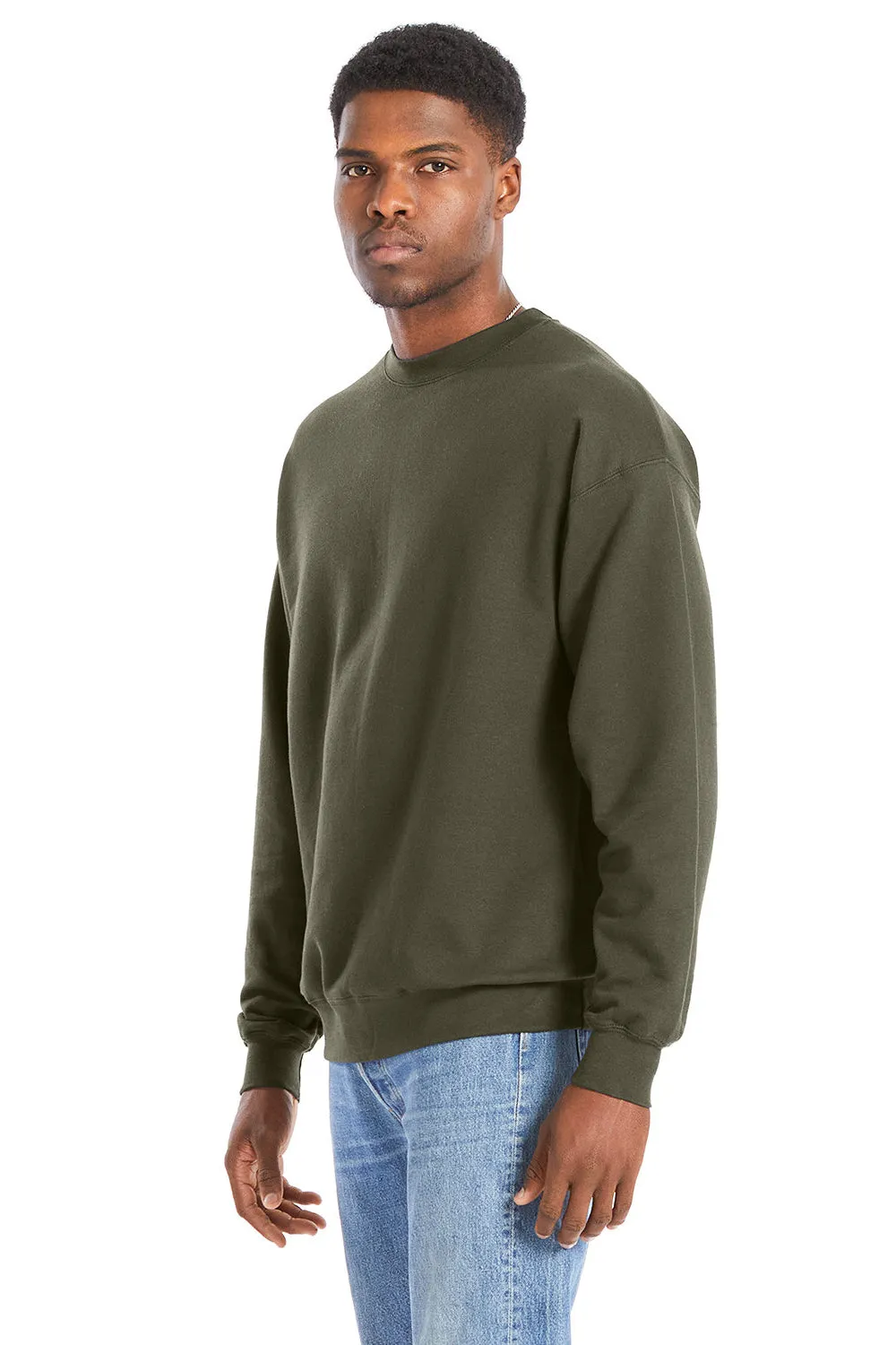 Hanes Mens Perfect Sweats Crewneck Sweatshirt - Fatigue Green  Best cheap Clothing Hanes