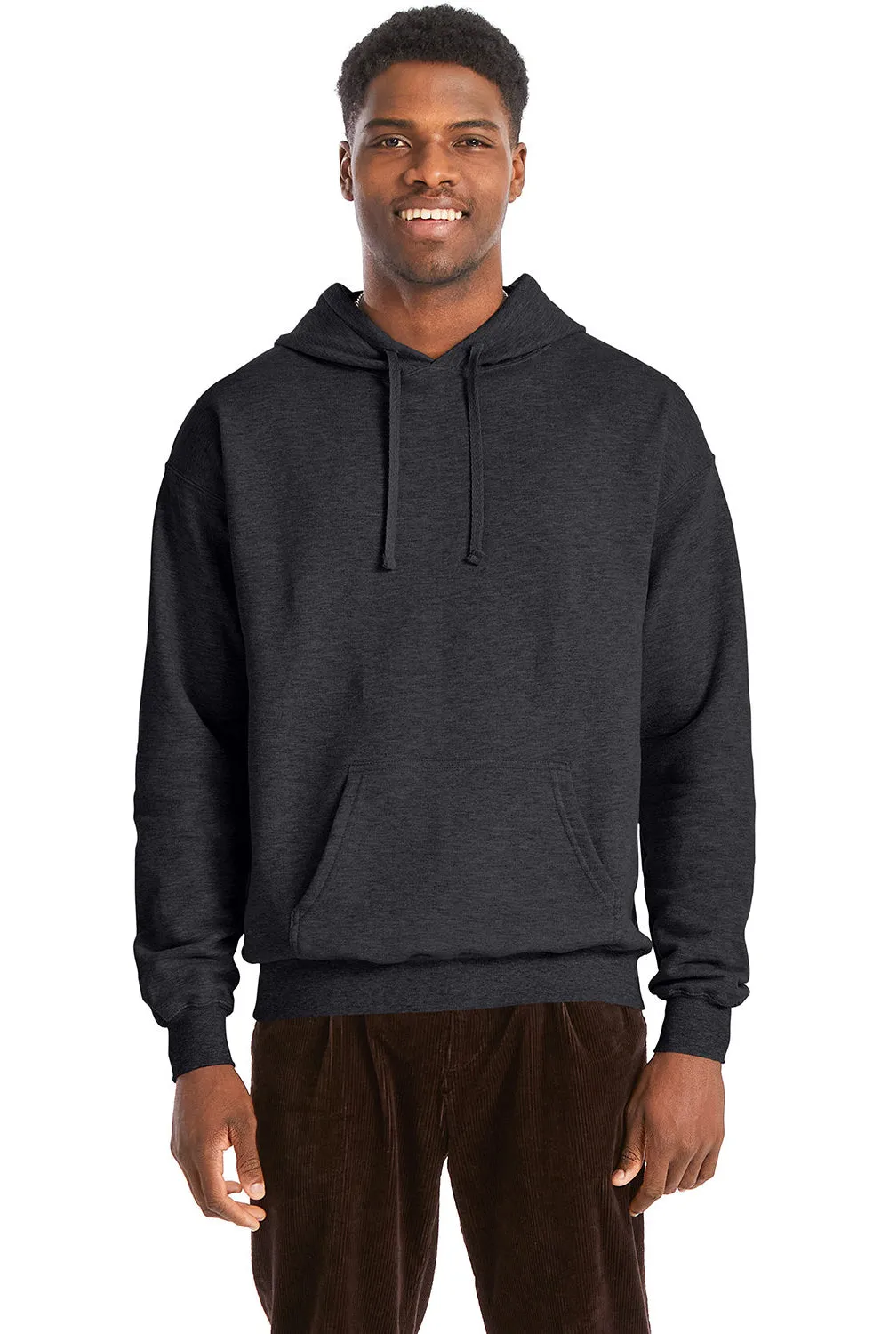 Hanes Mens Perfect Sweats Hooded Sweatshirt Hoodie w/ Pouch Pocket - Heather Charcoal Grey  Best cheap Clothing Hanes