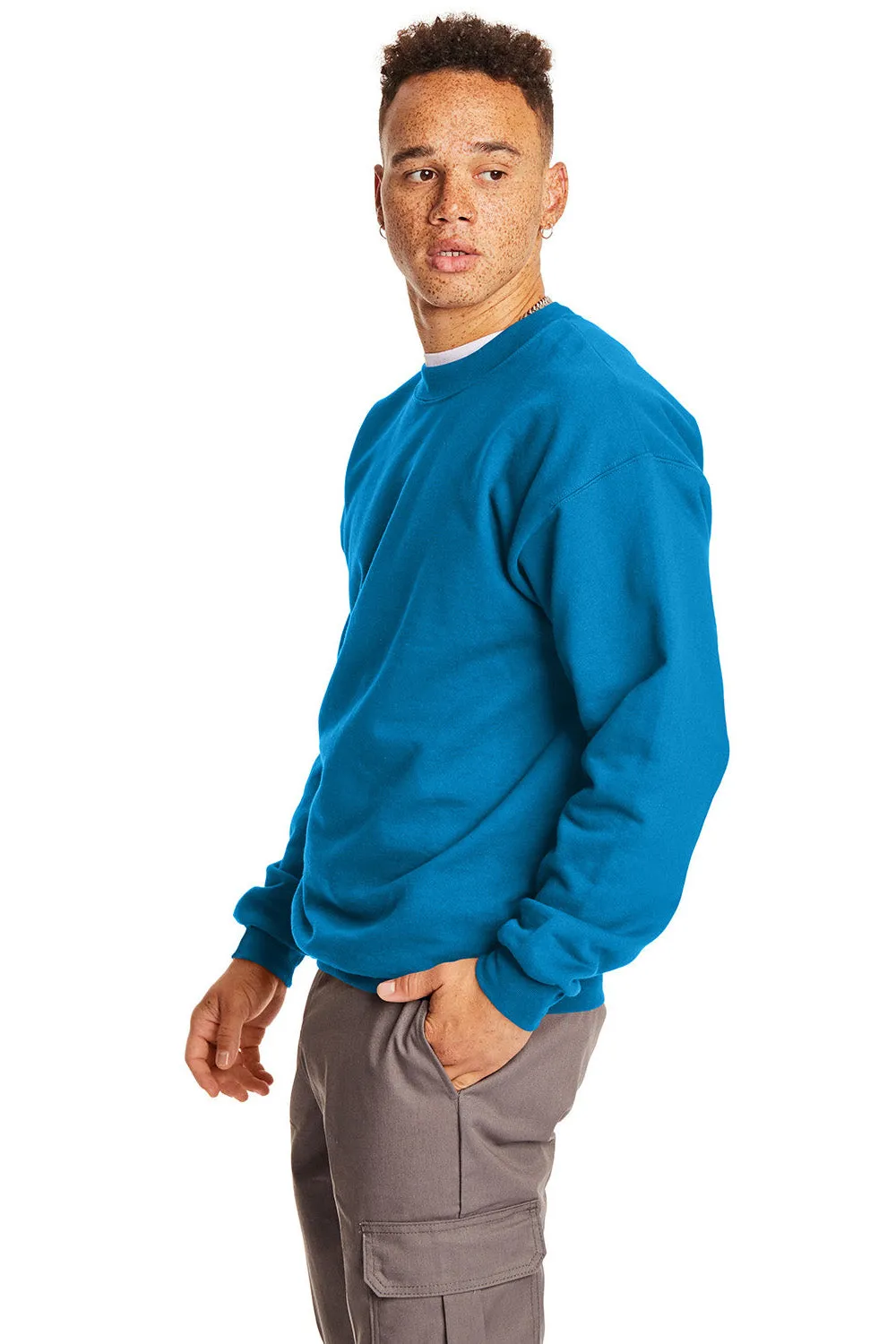 Hanes Mens Ultimate Cotton PrintPro XP Pill Resistant Crewneck Sweatshirt - Teal Blue  Best cheap Clothing Hanes
