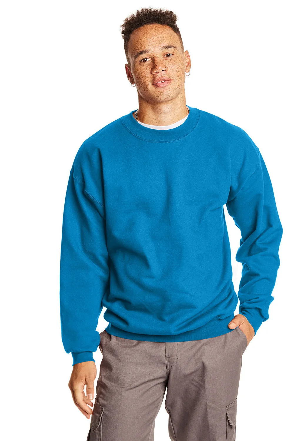 Hanes Mens Ultimate Cotton PrintPro XP Pill Resistant Crewneck Sweatshirt - Teal Blue  Best cheap Clothing Hanes