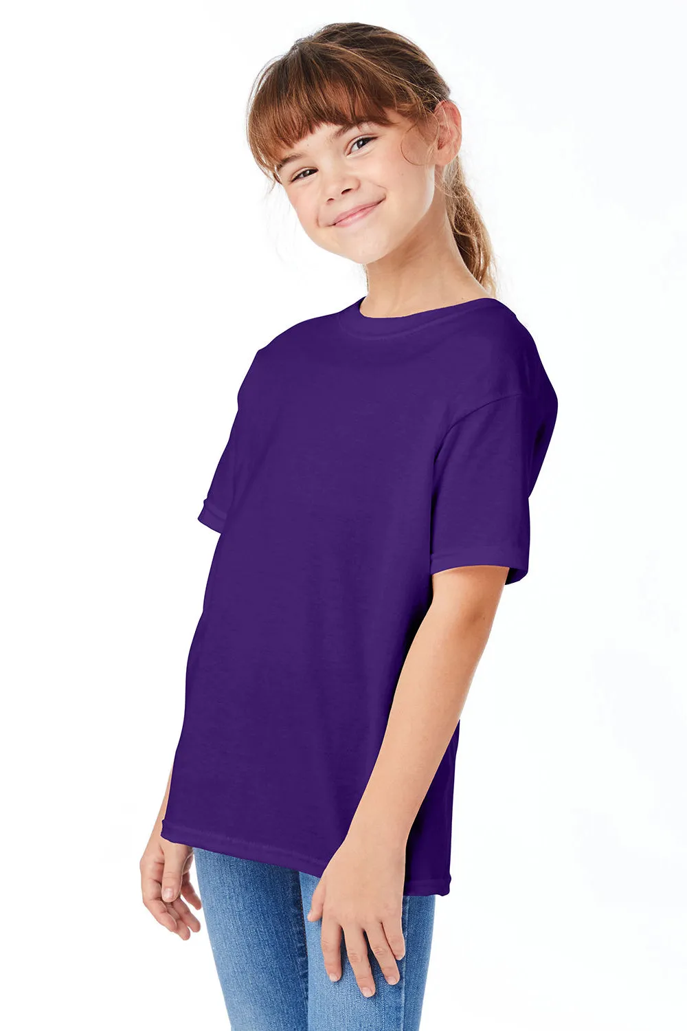 Hanes Youth ComfortSoft Short Sleeve Crewneck T-Shirt - Athletic Purple  Best cheap Clothing Hanes