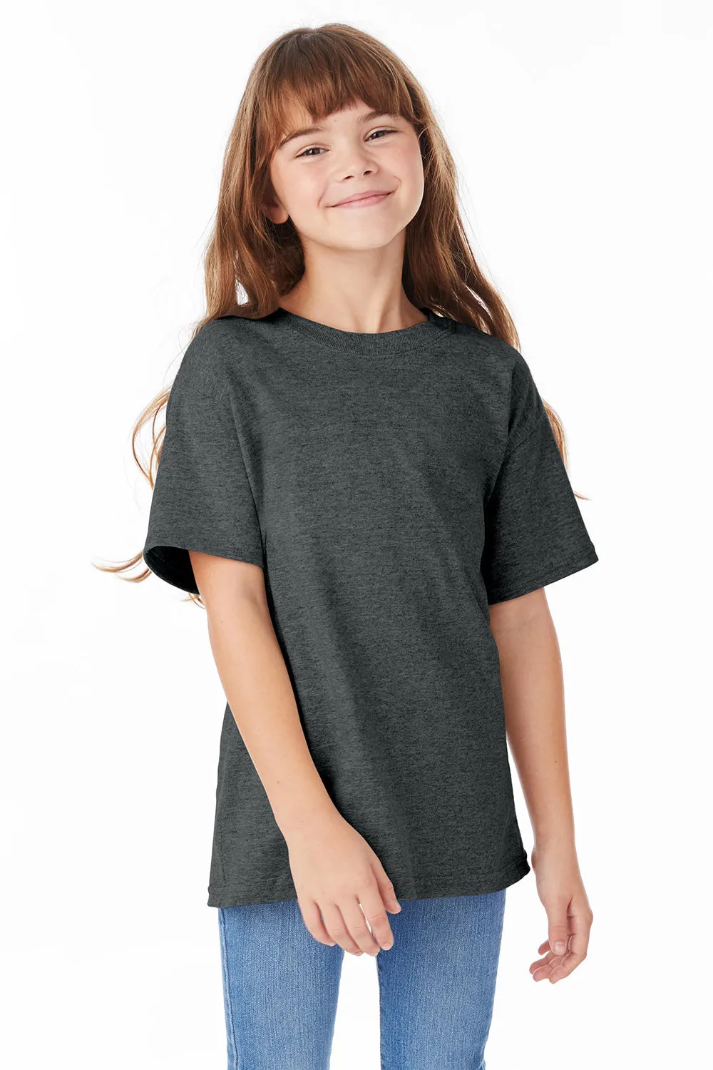 Hanes Youth ComfortSoft Short Sleeve Crewneck T-Shirt - Heather Charcoal Grey  Best cheap Clothing Hanes
