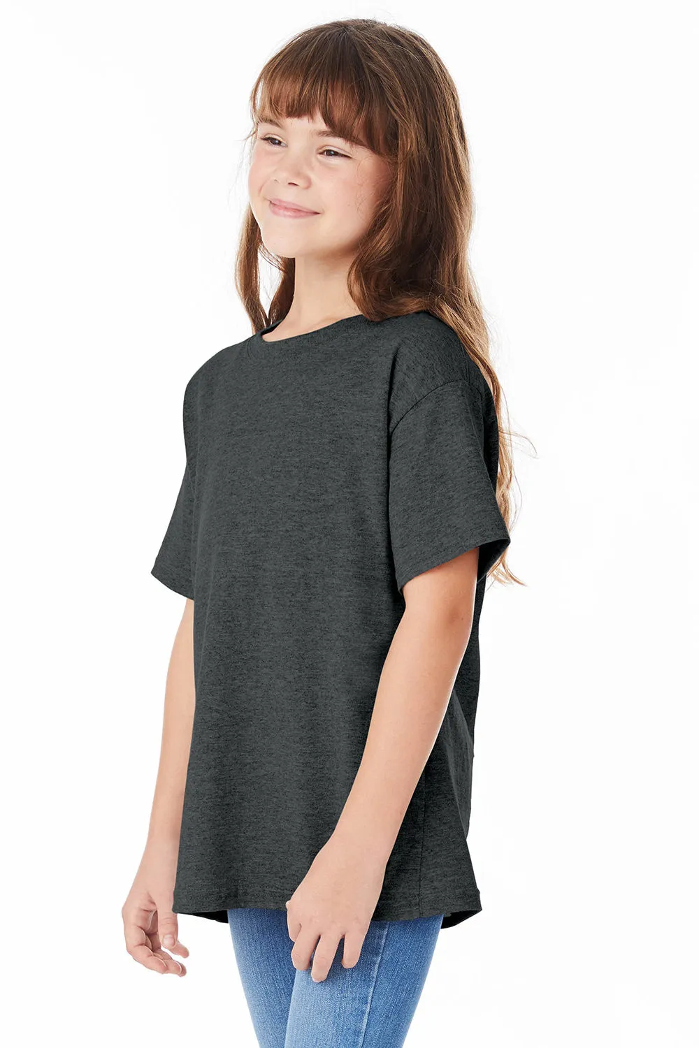 Hanes Youth ComfortSoft Short Sleeve Crewneck T-Shirt - Heather Charcoal Grey  Best cheap Clothing Hanes