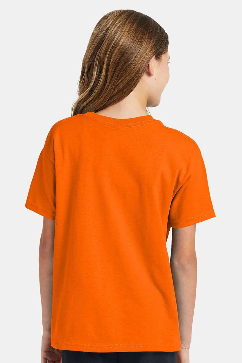 Hanes Youth EcoSmart Short Sleeve Crewneck T-Shirt - Safety Orange  Best cheap Clothing Hanes