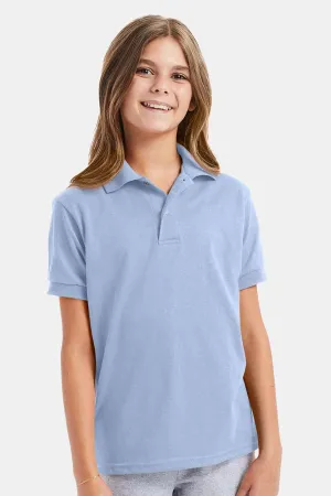 Hanes Youth EcoSmart Short Sleeve Polo Shirt - Light Blue  Best cheap Clothing Hanes