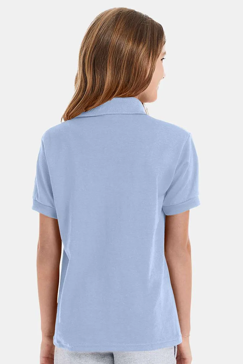Hanes Youth EcoSmart Short Sleeve Polo Shirt - Light Blue  Best cheap Clothing Hanes