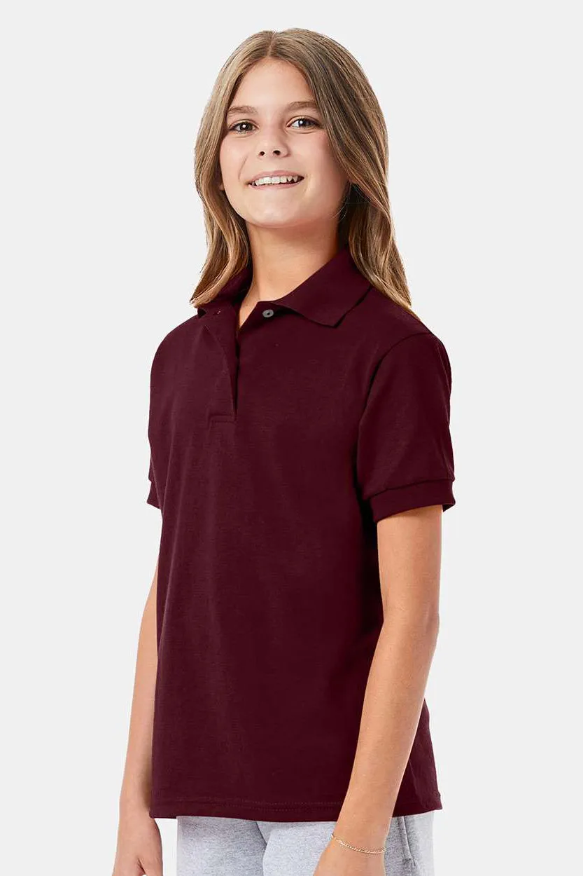 Hanes Youth EcoSmart Short Sleeve Polo Shirt - Maroon  Best cheap Clothing Hanes