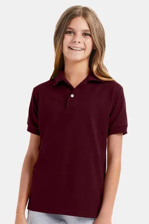 Hanes Youth EcoSmart Short Sleeve Polo Shirt - Maroon  Best cheap Clothing Hanes