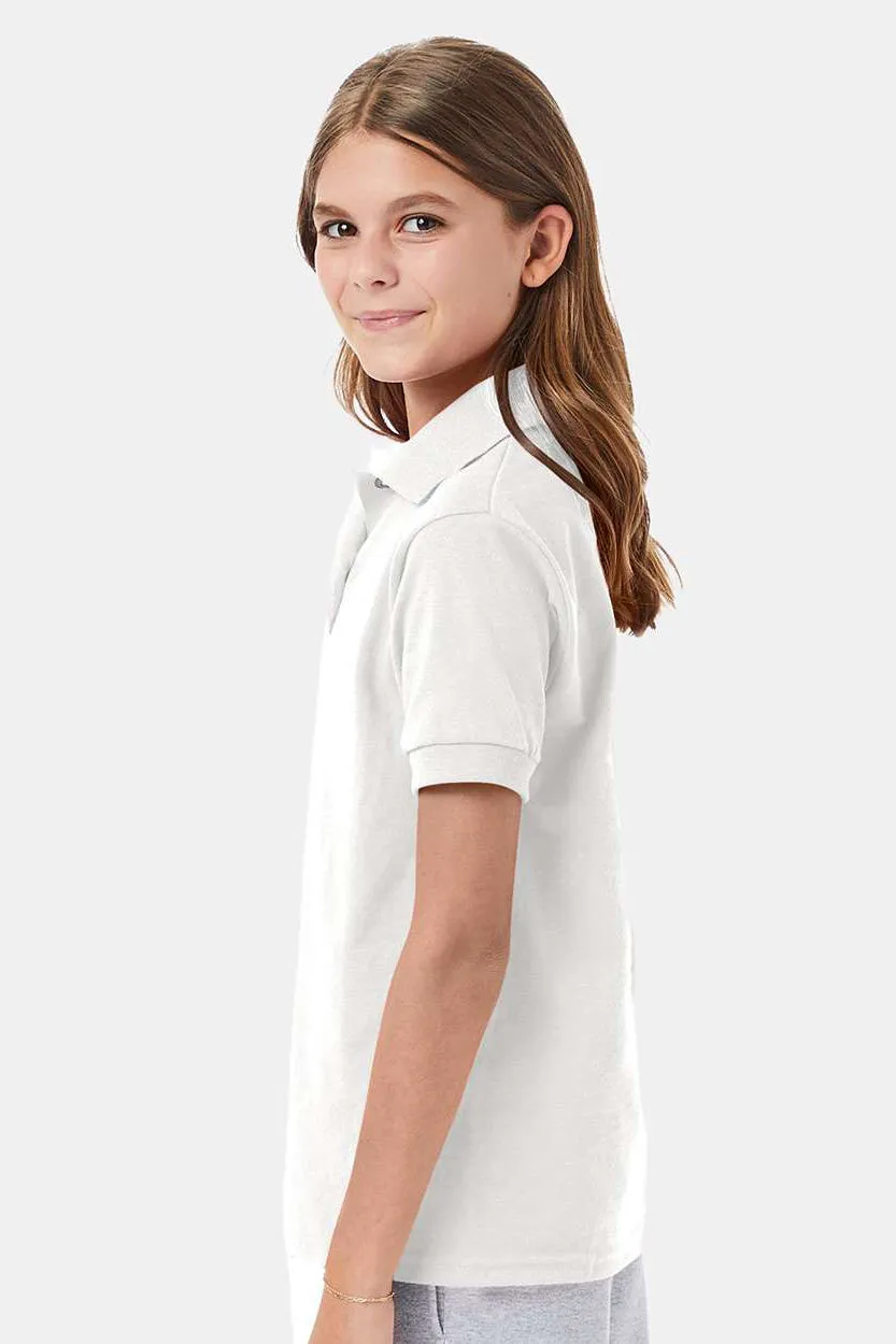Hanes Youth EcoSmart Short Sleeve Polo Shirt - White  Best cheap Clothing Hanes
